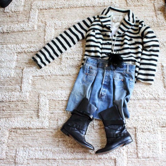 Good cond JUNYA WATANABE Commes does Garçons Black & white wool stripe jacket- M - Picture 2 of 6